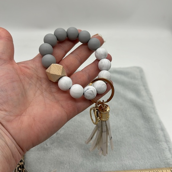 Silicone Bangle Wristlets Keychain Bracelets with Tassels—2 pack Total - Picture 3 of 7